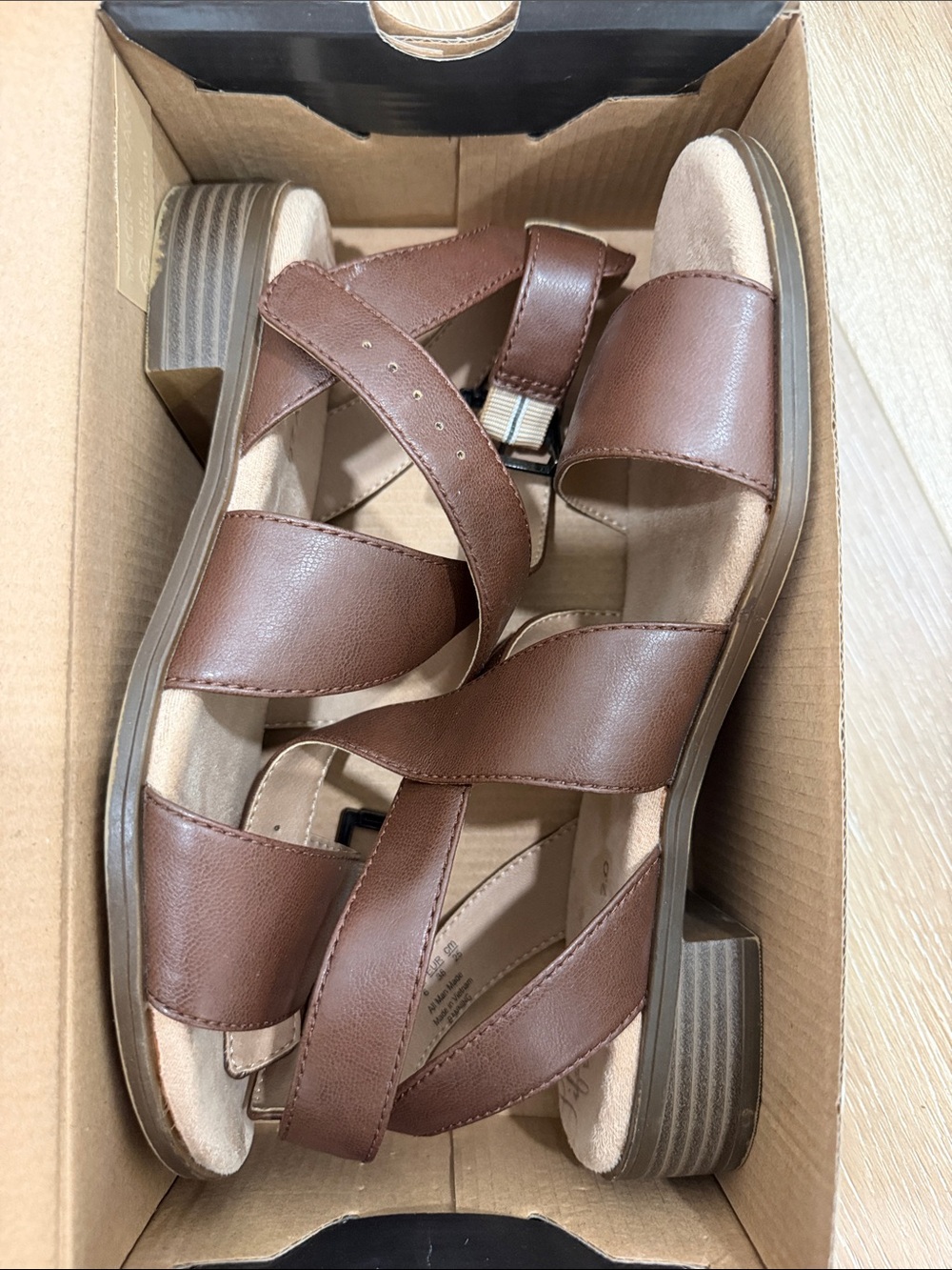 Life Stride Brown Strappy Low Block Heel Sandals